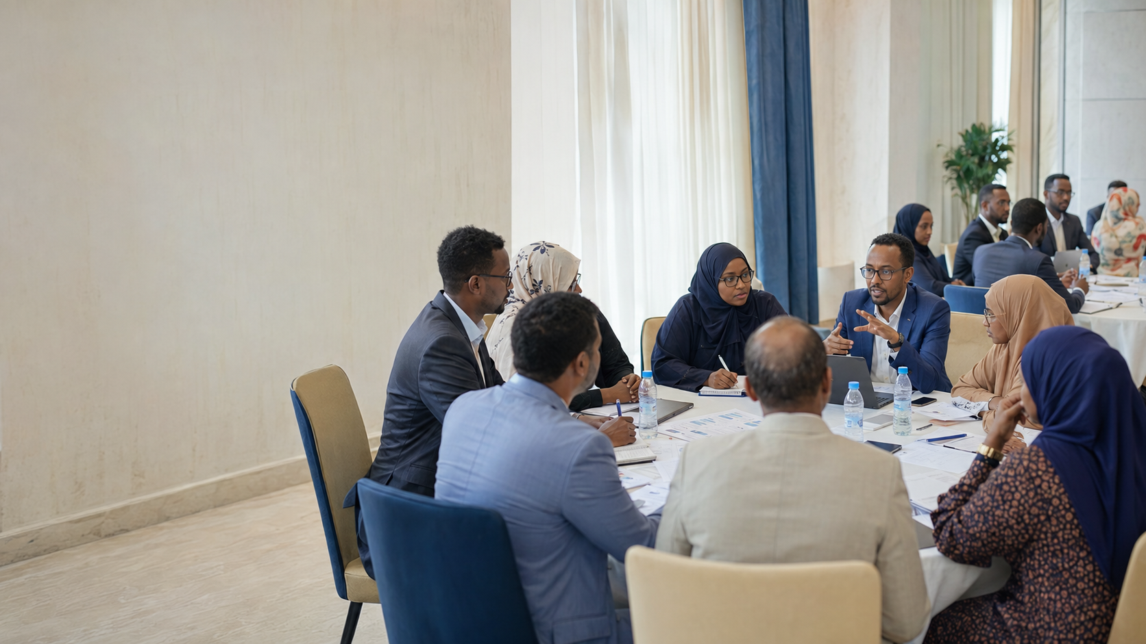 Researchers in a policy meeting